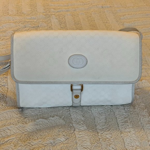 GUCCI (Tom Ford) Micro GG Flap Messenger Bag - white/gold - Picture 1 of 16